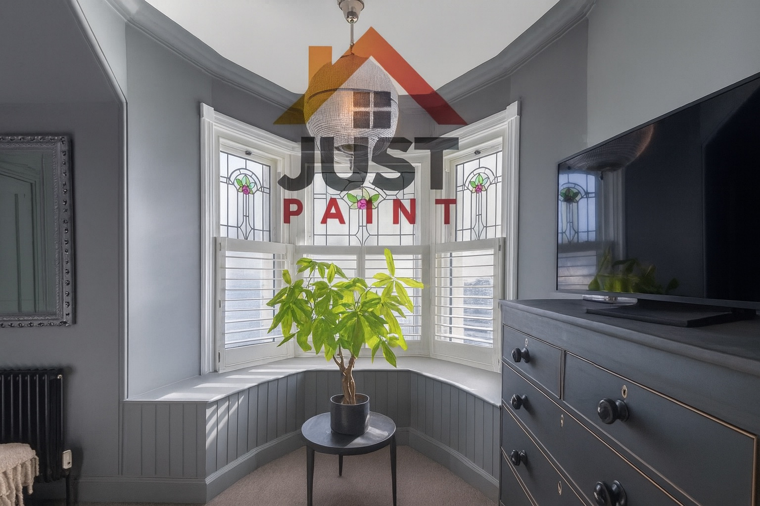 Grey Just Paint bay-window room